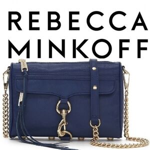 Rebecca Minkoff Mini Mac Navy Blue Leather with Gold Hardware